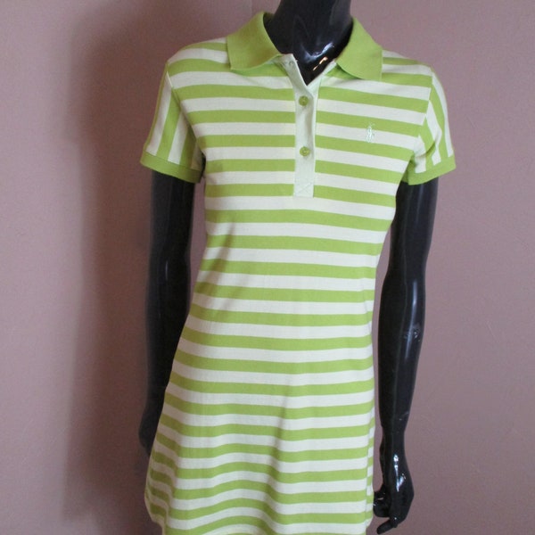 Ralph Lauren  vintage lime green striped polo dress.  vintage polo dress\ralph lauren\designer dress\striped dress\girls polo dress\