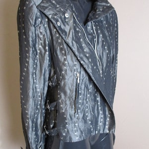 Women&#39;s vintage light weight biker jacket in silver. vintage jacket\biker jacket\silver jacket\boho jacket\evening jacket