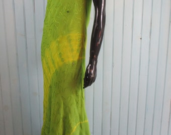 Vintage tie-dye midi dress.  vintage dress\ slip dress\tie dye dress\lime green dress\boho midi dress\summer dress