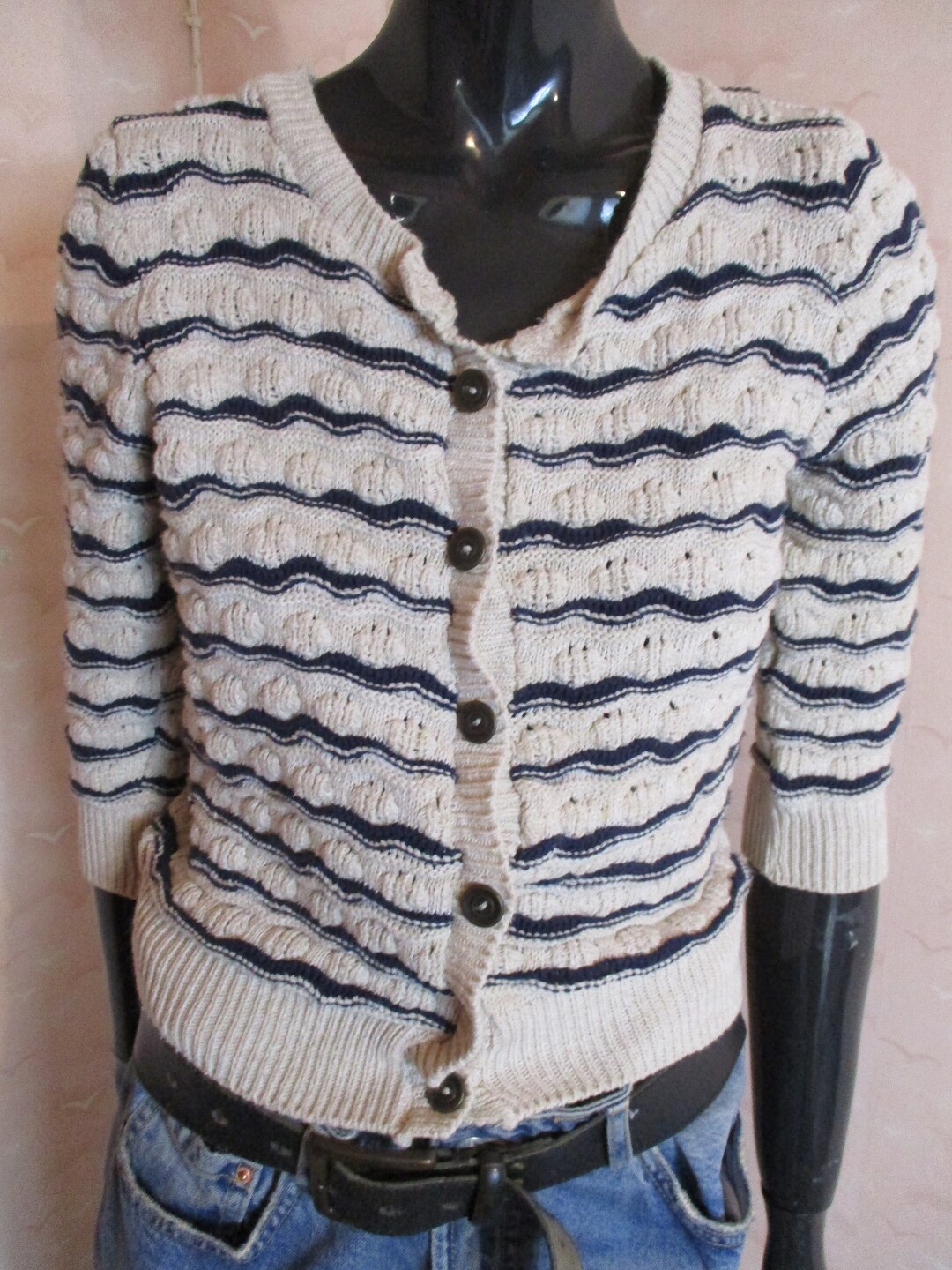 Cream Stripe Cardigan