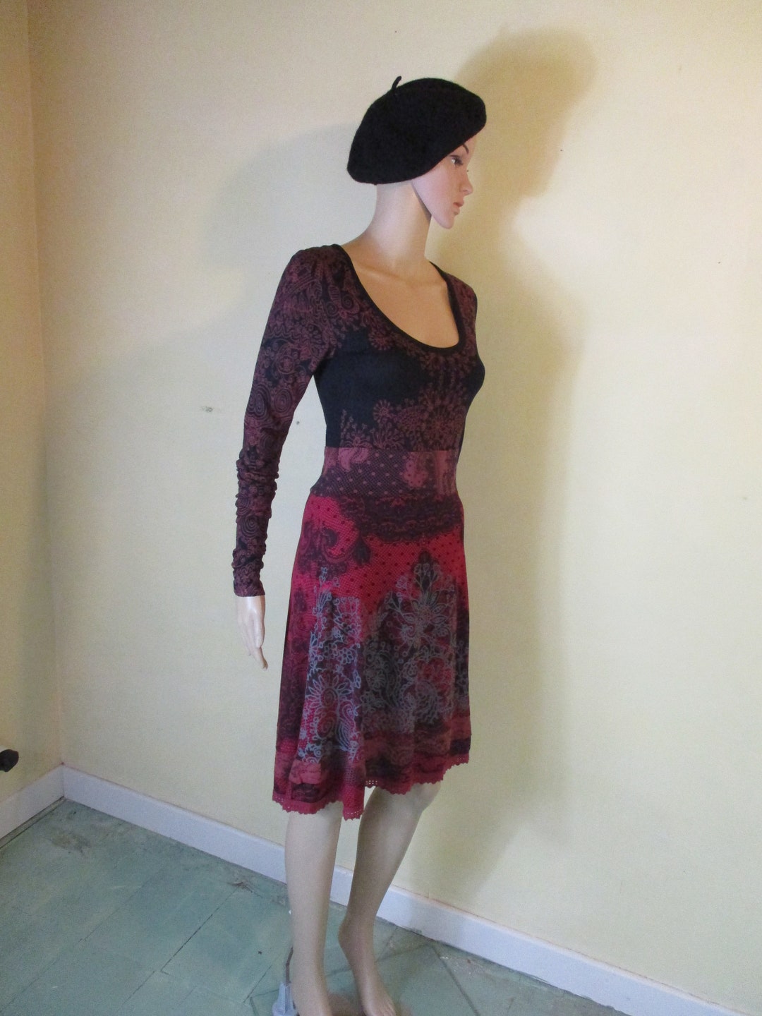 Vestido vintage Desigual negro y vintage\Desigual\vestido  desigual\vestido vintage\vestido boho\ropa Desigual México