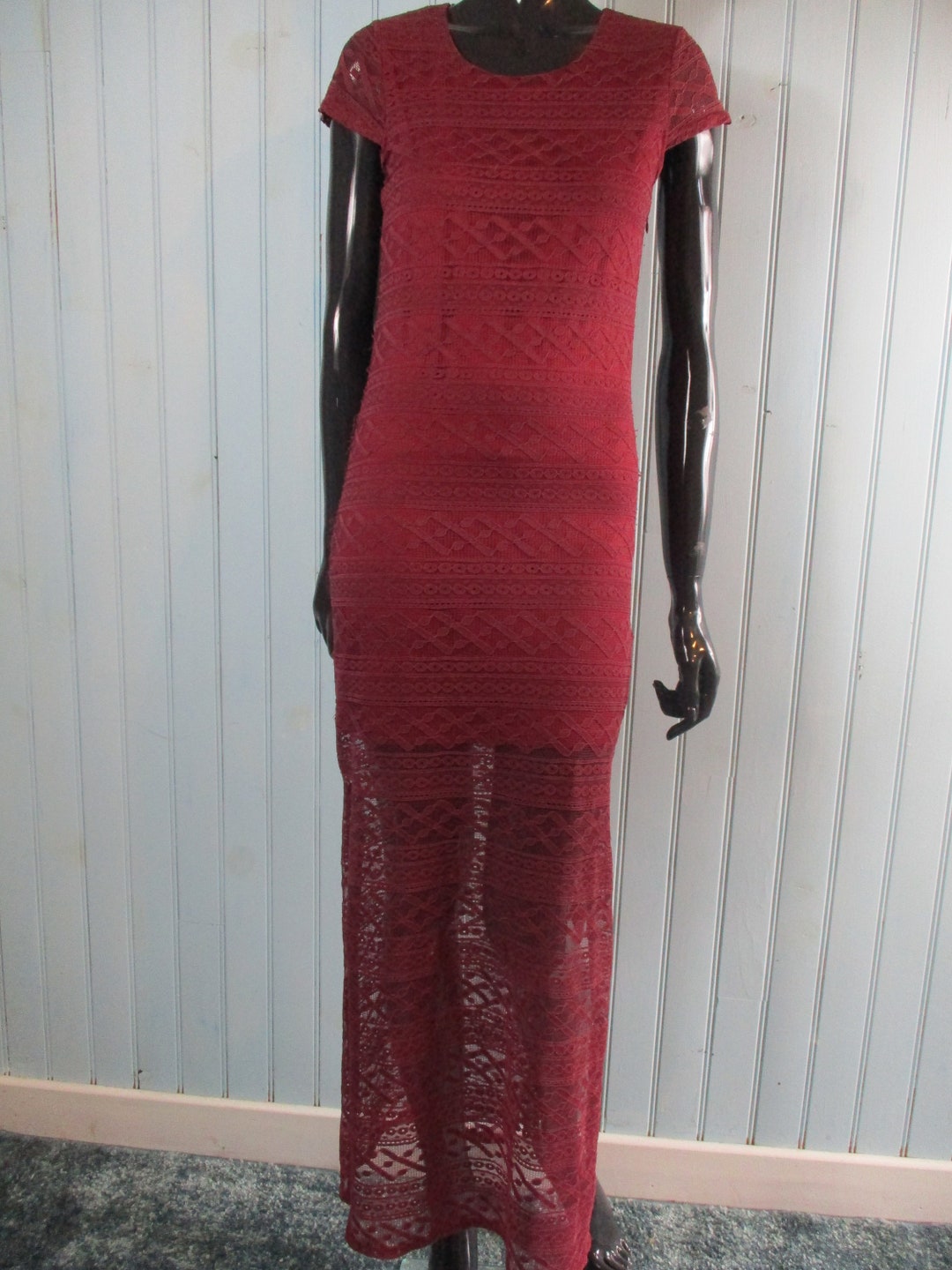 Lace Patchwork Floral Vintage Women Retro Maxi Dress