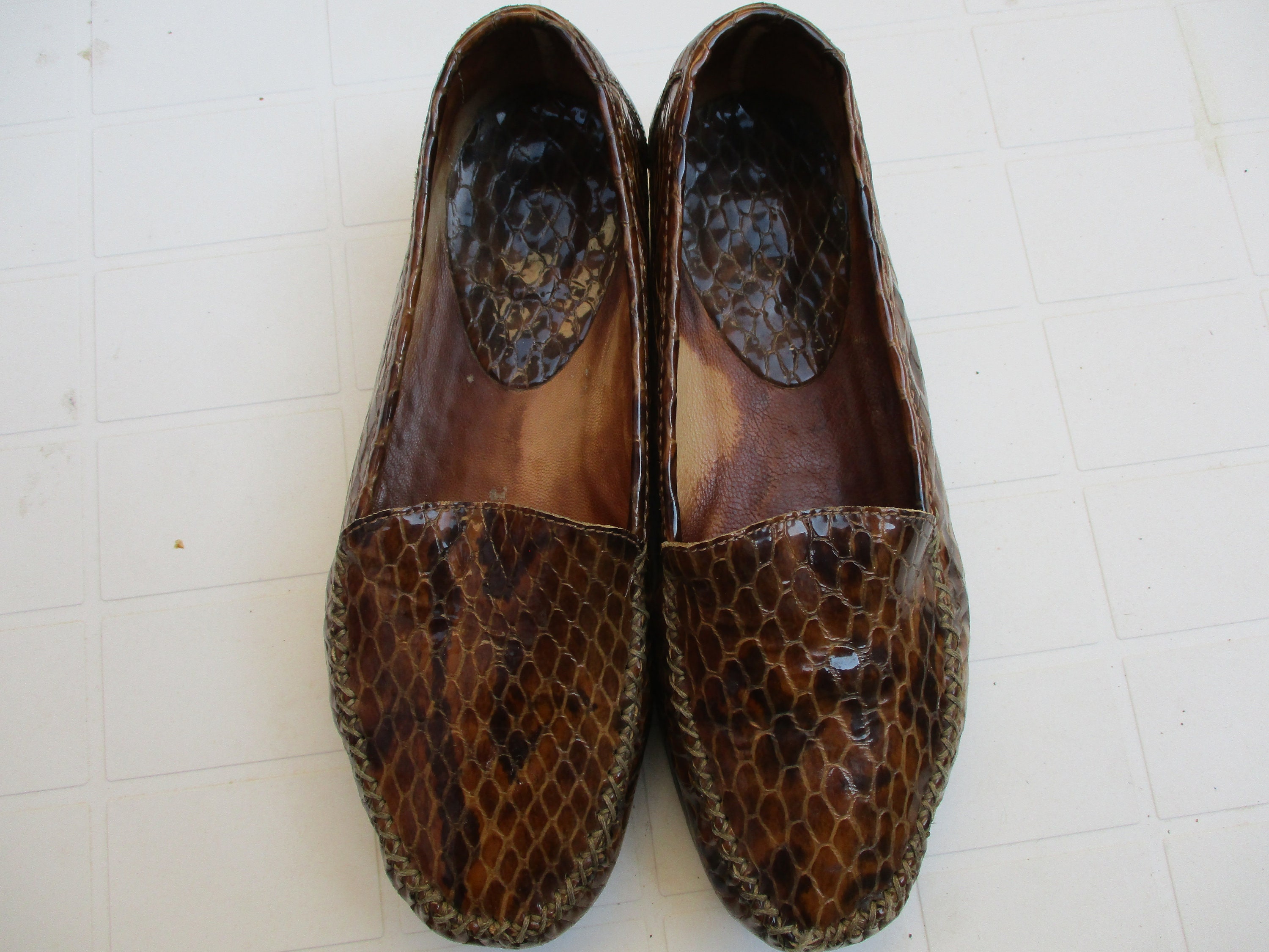 Women's Vintage Loafers in Patent Leather With Crocodile Etsy Finland