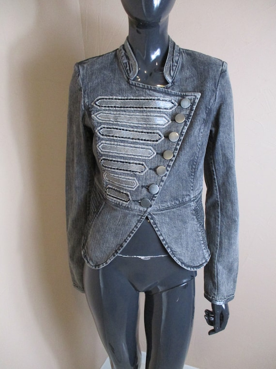 Vintage Military denim Jacket Vintage Jacketmilitary Jacketdenim Jacketgrey Jacketboho Jacketgoth Jacketjean Jacket Etsy Canada