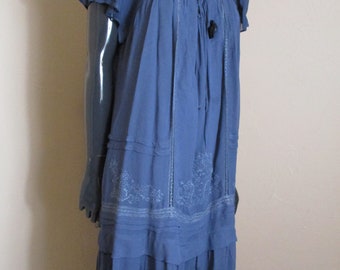 Vintage blue smock dress   vintage dress\blue dress\smock dress\boho dress\sun dress