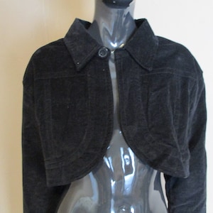 Vintage schwarzer Cord Bolero. vintage bolero+vintage Shrug+Vintage Jacke+schwarze Jacke+Retro Bolero