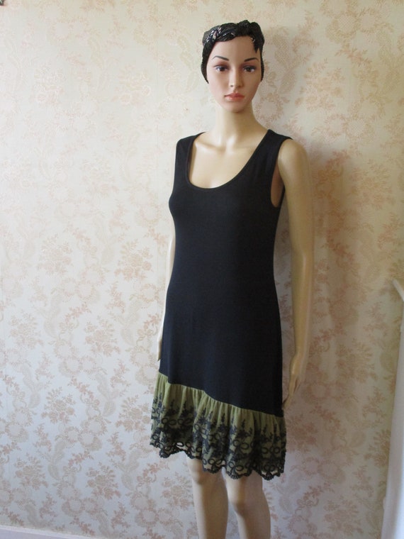 chinese dress ladies Marcobologna Black Lace Hem T-Shirt Dress M / Black