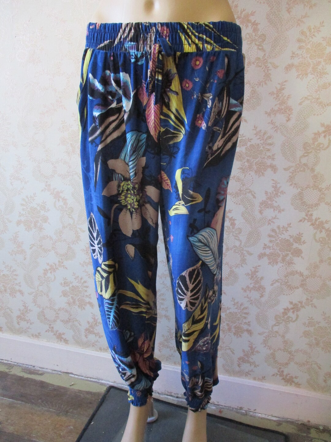 Women Spring Vintage Denim Pure Color Harem Pants main image 0
