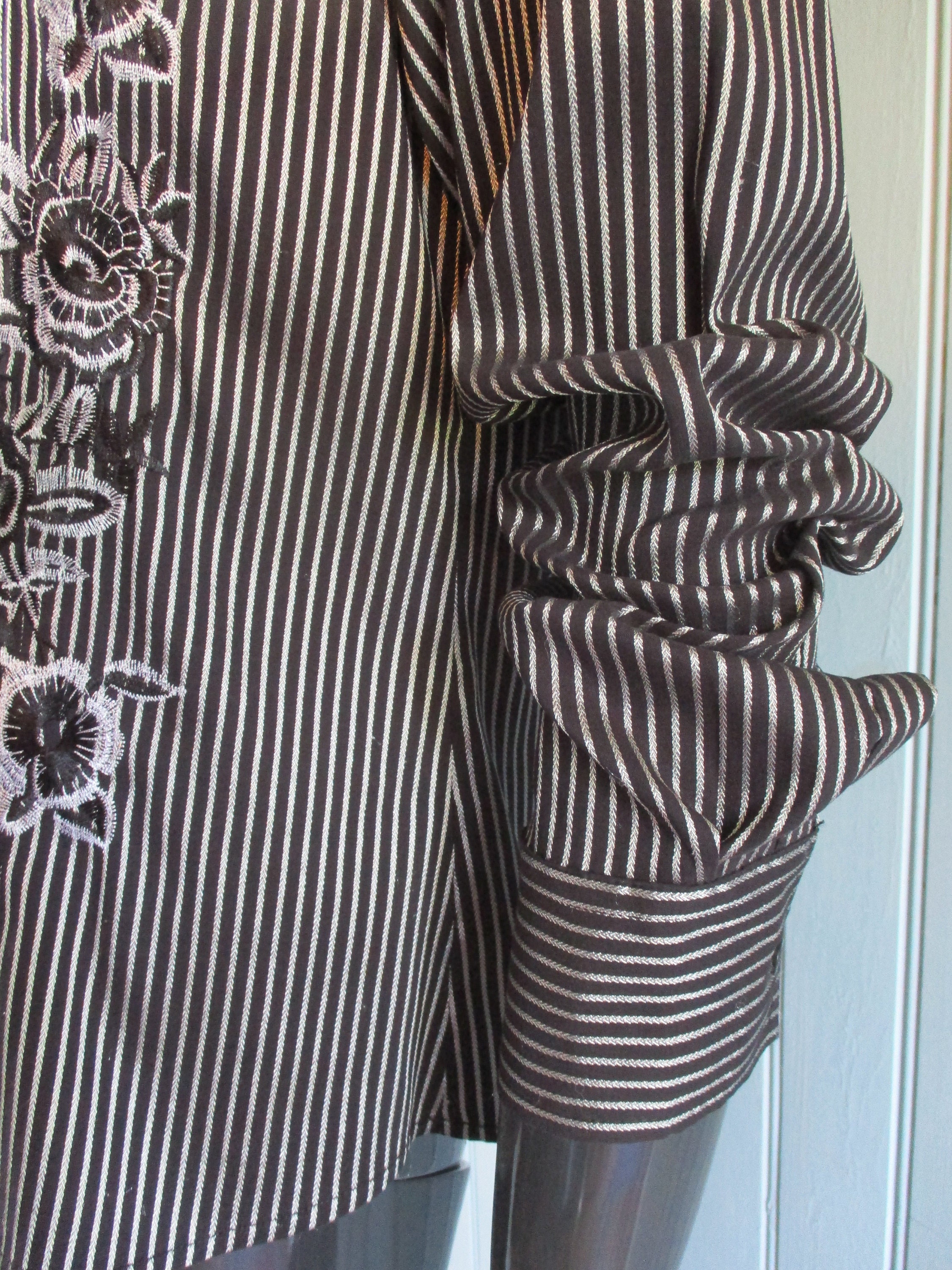 Silver Striped Vintage Black \ Silver Striped Shirt . Vintage Shirt\striped Blouse ...