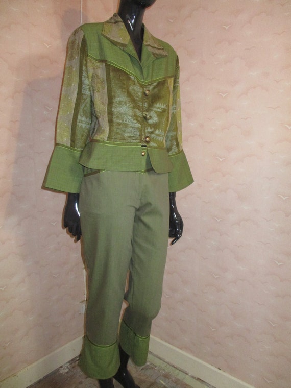 Women's vintage olive green Georges Frank suit . … - image 1