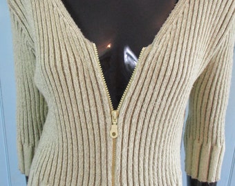 Ribbed cropped cardigan .  vintage jumper\vintage cardigan\cream cardigan\ sweater\cardigan\vintage knitwear
