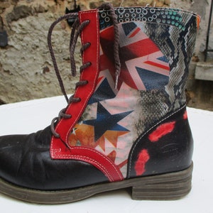 Vintage hand painted leather ankle boots size 3 uk.  vintage boots\ankle boots\handpainted boots\girls boots\boho boots\leather boots