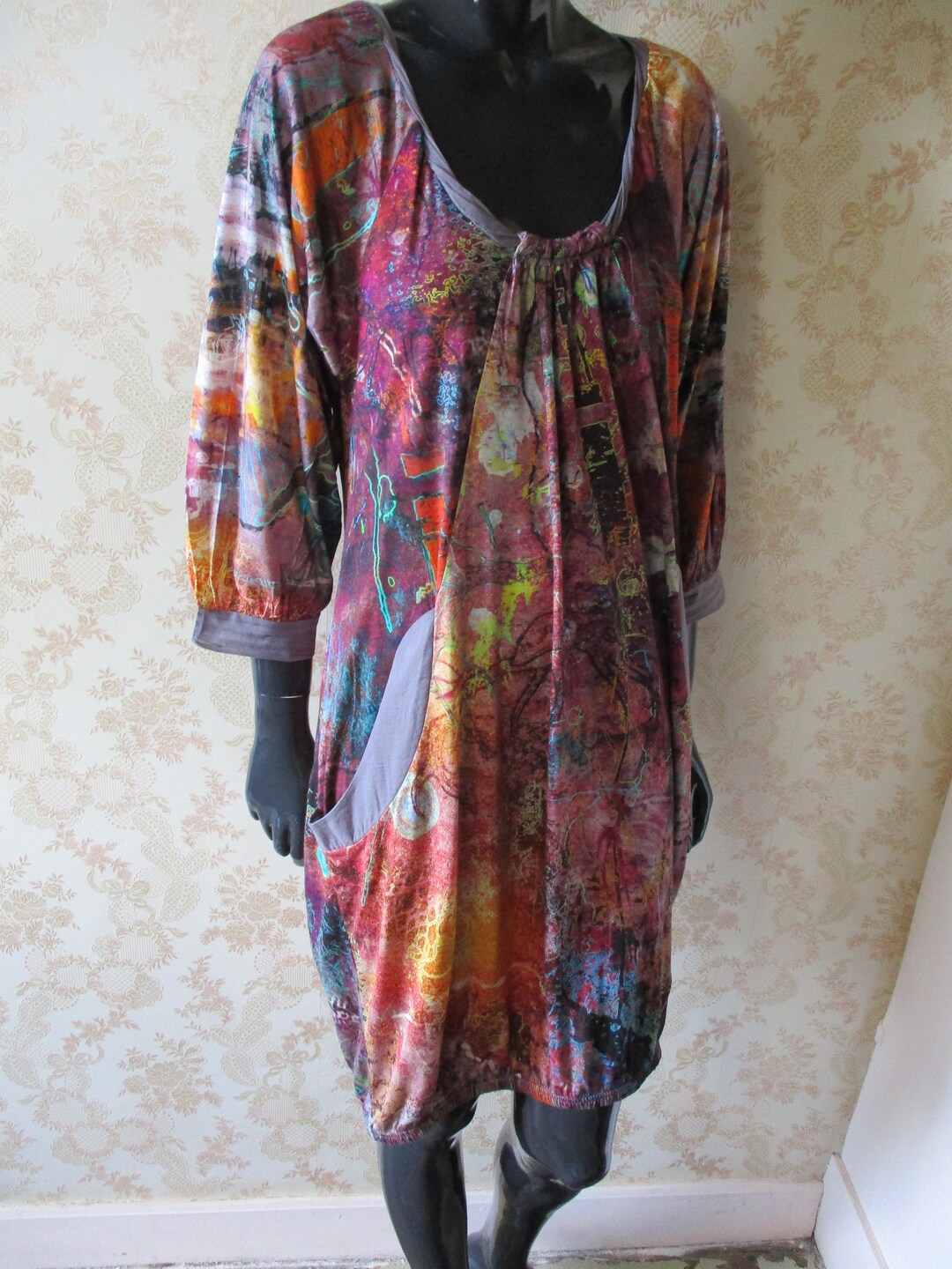 Robe Pull Desigual Vintage - Taille S - Manches Courtes Motif Floral - Occasion Très Bon état