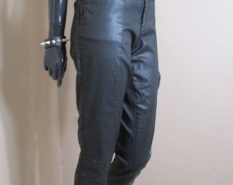 Women's vintage vinyl black jeans. vintage jeans\vynil jeans\vynil trousers\goth jeans\retro trousers\black trousers