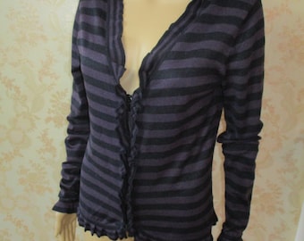 Striped zip up cardigan   vintage cardigan\striped cardigan\purple cardigan\boho cardigan\jacket\knitwear