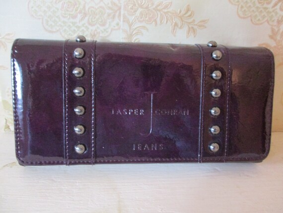 Vintage Jasper Conran Purse Wallet in Deep Burgandy Patent Leather. Vintage Oursevintage Walletvintage Coin Pursejasper Conran Etsy