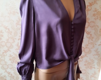 Vintage ZARA blouse in lilac   zara\blouse\retro\boho\lilac blouse\vintage blouse\evening top