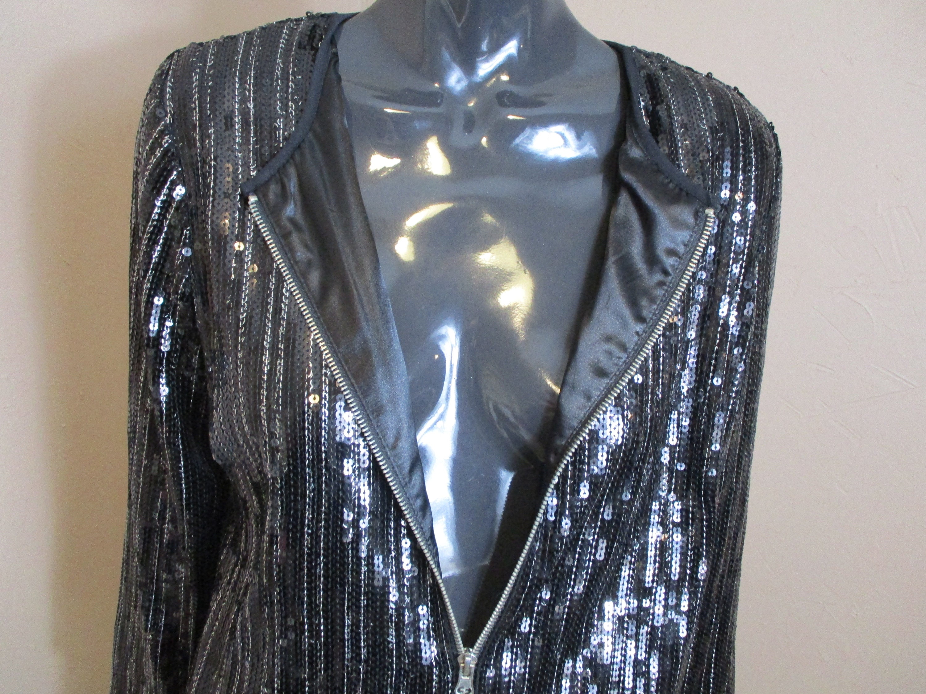 Women's vintage evening jacket/ black sequin short jacket. Etsy