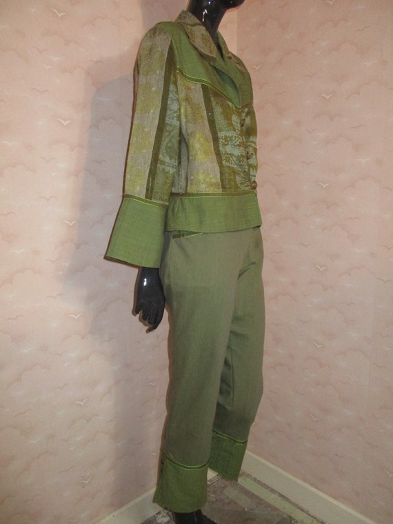 Women's vintage olive green Georges Frank suit . … - image 2
