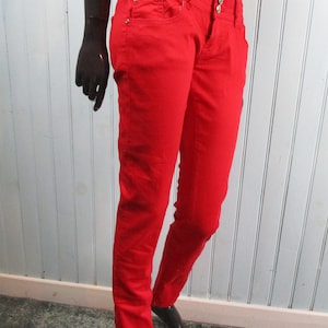 Vintage red cotton jeans. vintage jeans\red jeans\vintage trousers\vintage pants\boho jeans\retro jeans