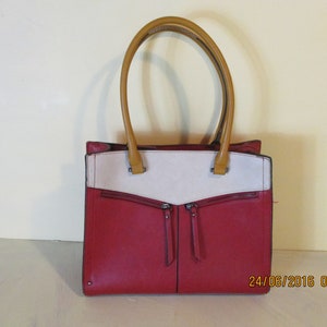 Sac à main en similicuir rouge \ crème.  sac vintage\sac à main\sac en similicuir\sac à poignée\sac rétro\sac intelligent