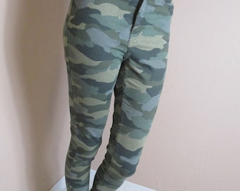 Retro green camouflage stretch jeans .  vintage jeans\camouflage jeans\camo leggings\boho jeans\retro jeansd\green jeans