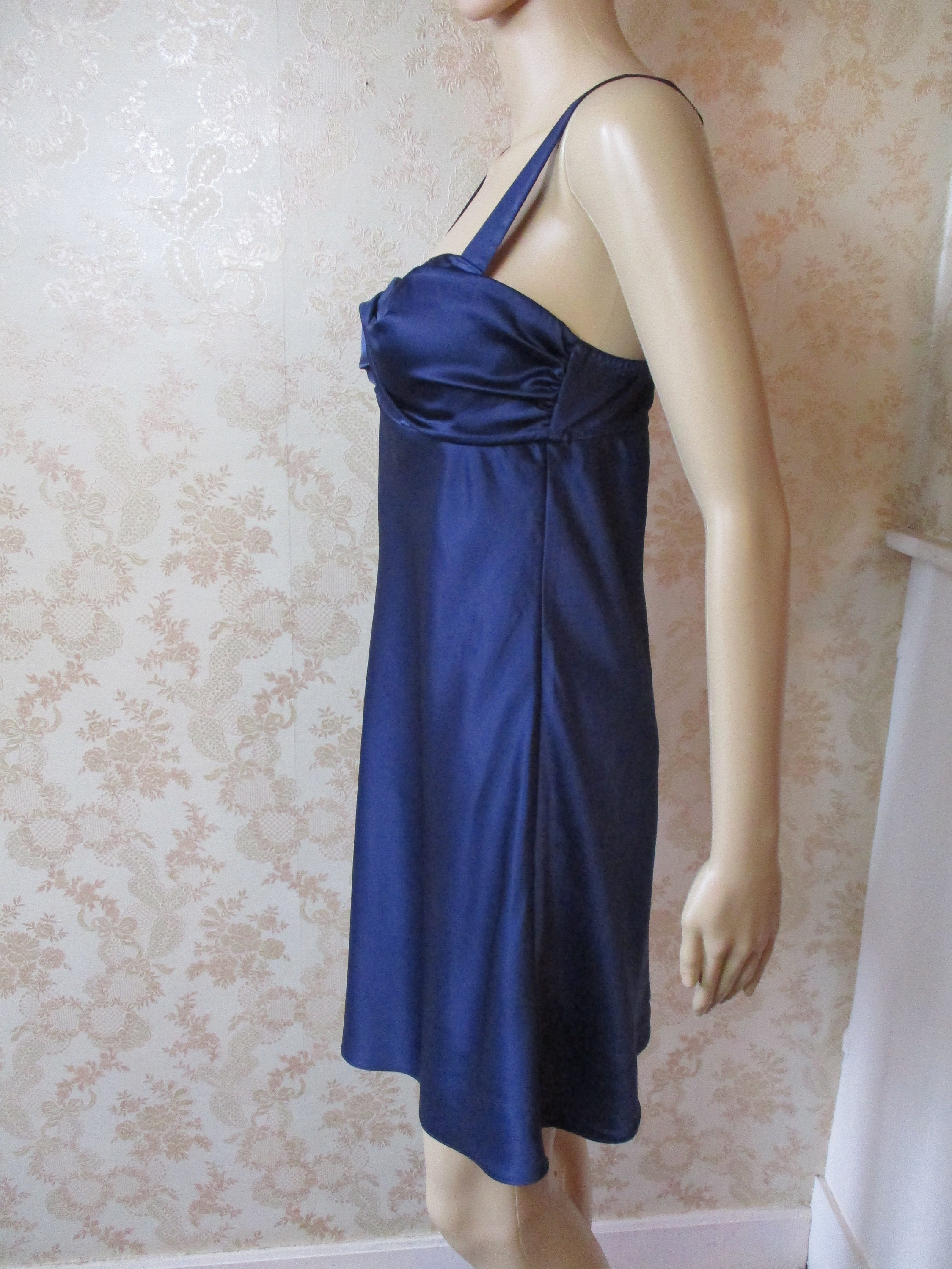 Vintage Satin Slip Dress in Indigo . Vintage Slip Dress\slip Dress ...