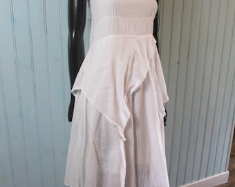 strapless open back dress Cheesecloth Swing Dress in Marigold