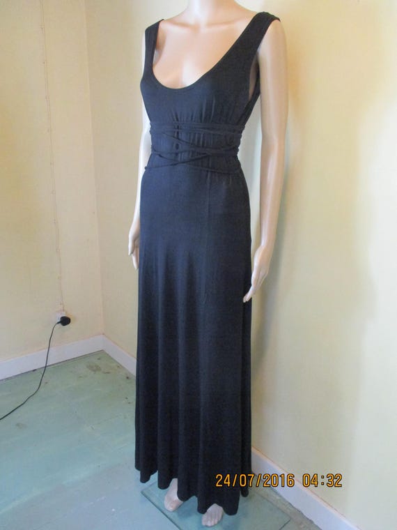 Schwarzes Baumwoll Midaxi Kleid mit Vintage+Teeshirt