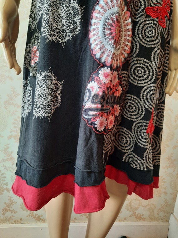 Vintage Desigual dress  in black and red with a V… - image 4