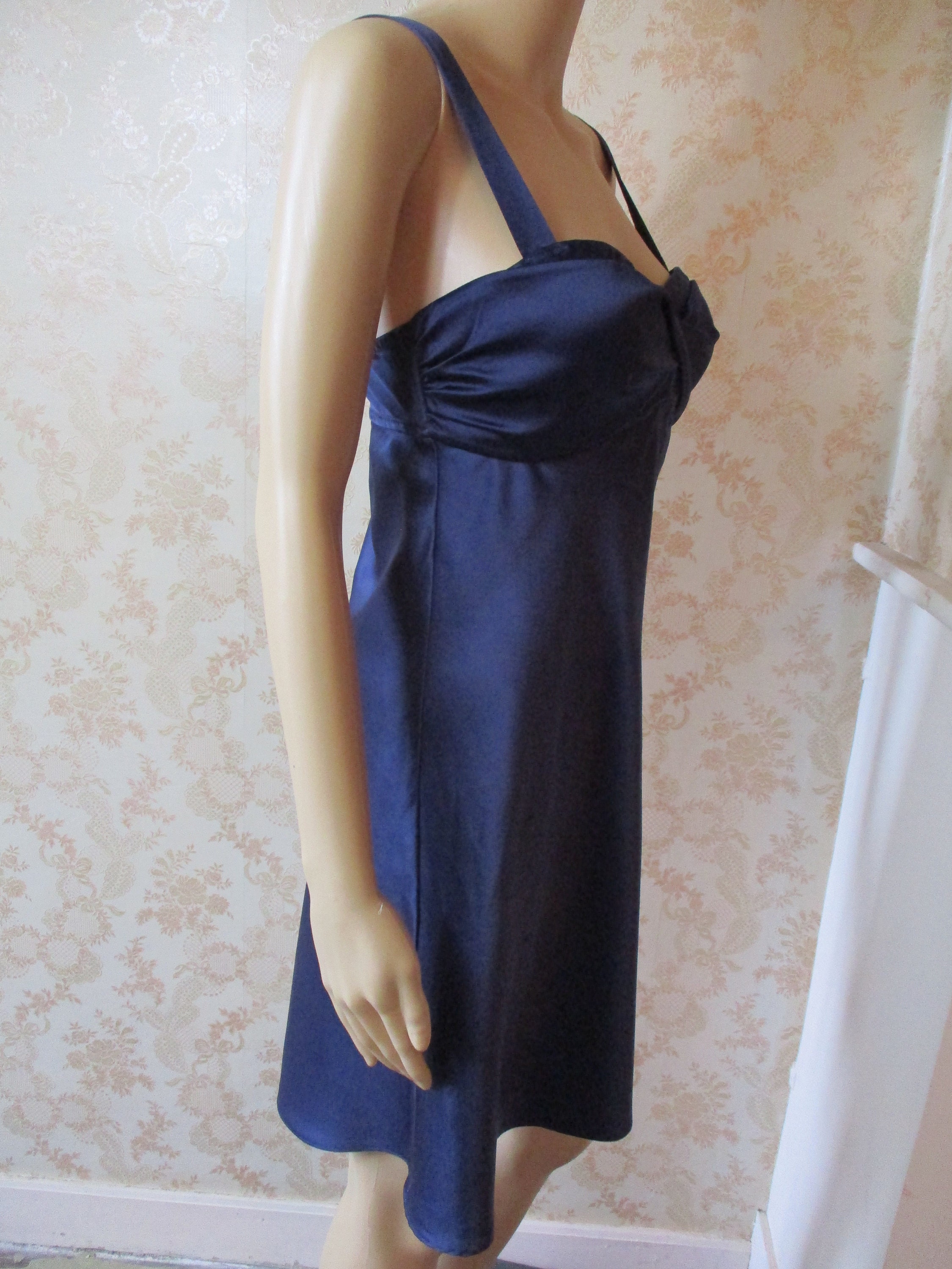 Vintage Satin Slip Dress in Indigo . Vintage Slip Dress\slip Dress ...