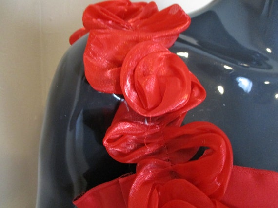 Women's vintage scarlet corset with red roses.   … - image 3