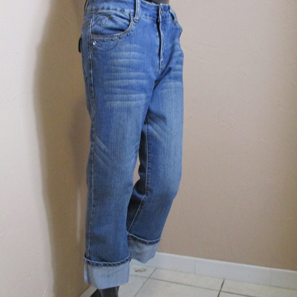 Jean vintage femme en denim stretch bleu. jeans vintage\denim\jeans boho\jeans rétro\pantalons vintage