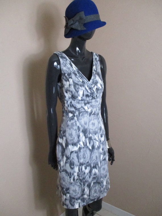 white christmas dresses Grey Retro Print Lace Crew Neck Corset Tie-Strap Vintage Tea Dress, Grey / M main image 1