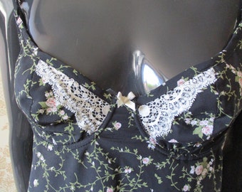 Vintage slip dress  in black and pink .  vintage slip\slip dress\underwear\lingerie\lace dress\nightwear