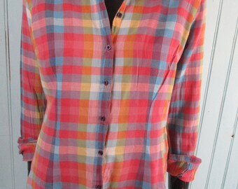 Vintage Teddy Smith checked blouse   vintage blouse\checked shirt\teddy smith shirt\cotton shirt\red shirt