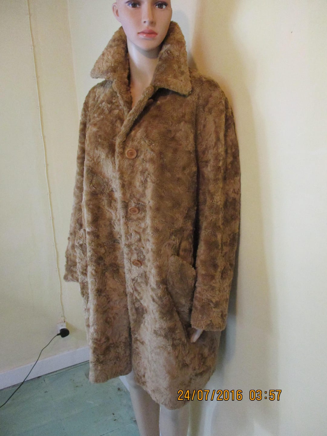 コート GLOWNY BURNING FUR COAT 4BFM030 Vintage Mink Fur Coat, Dark Brown Overcoat (C038), Glossy