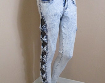 Jean stretch vintage délavé à la pierre.  .  jean vintage\jeggings\leggings\jeans bohème\jeans pour fille\jeans pour ados