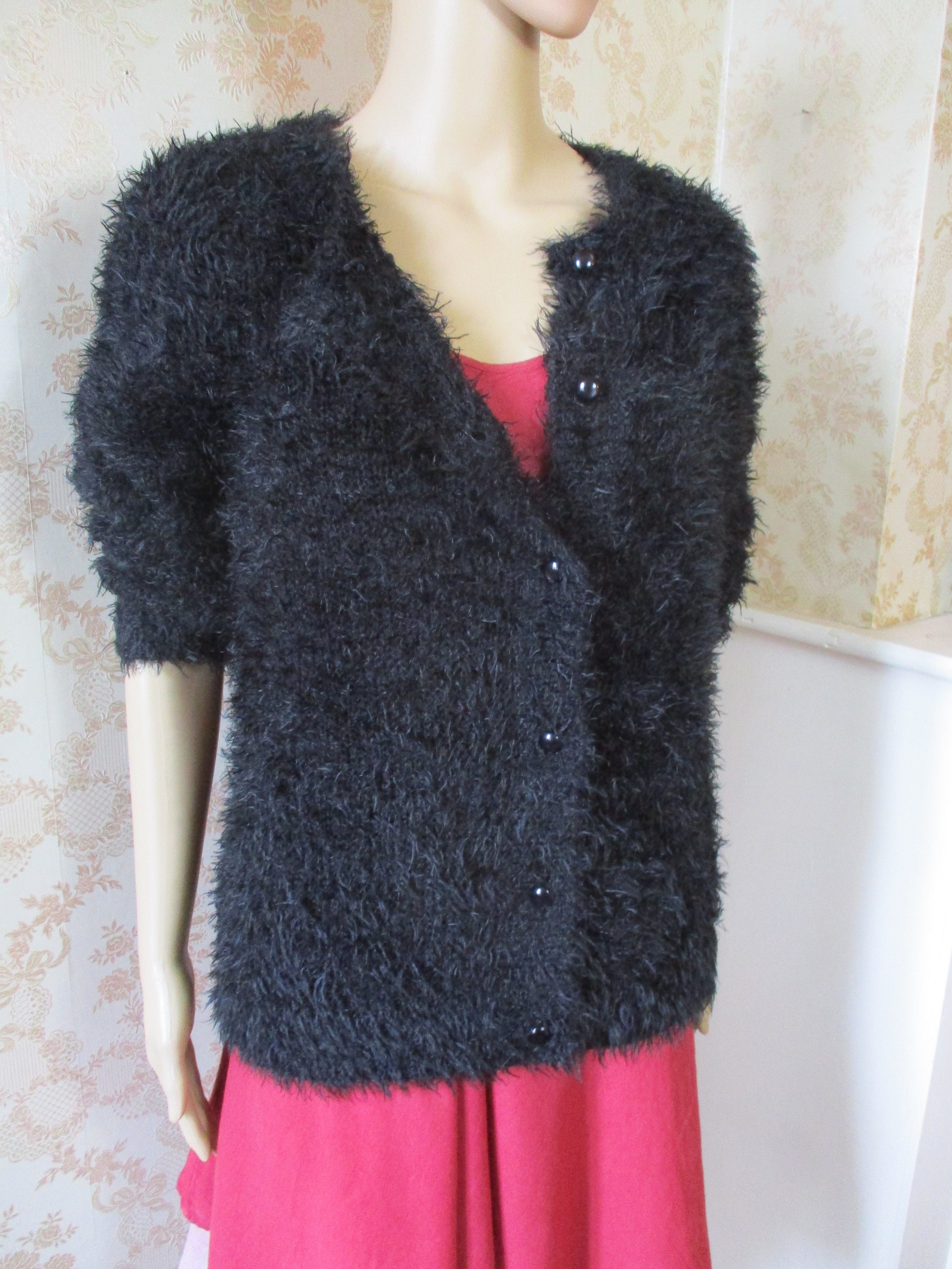 トップス VINTAGE SpecialBlackMohair Like Cardigan 50s Black Cardigan - Etsy
