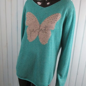 Vintage sweater size 16/18 UK.   vintage jumper\vintage sweater\reversable jumper\jade green jumper\boho jumper