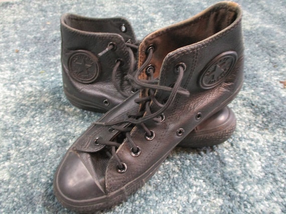 Vintage Black Leather Converse All Stars. Size 4. 12 Uk. Vintage  Conversevintage Shoesleather Conversevintage Bootsvintage Shoes - Etsy  Sweden