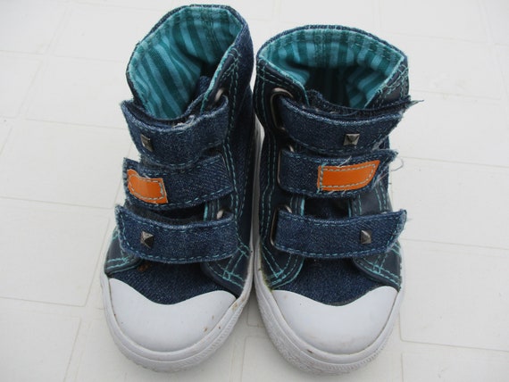 Toddler sneakers in denim. Slightly worn,   sneak… - image 1