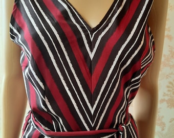 Vintage striped jumpsuit in red\brown\white stripes     . jumpsuit\playsuit\formal\dungarees\vintage jumpsuit\summer jumpsuit