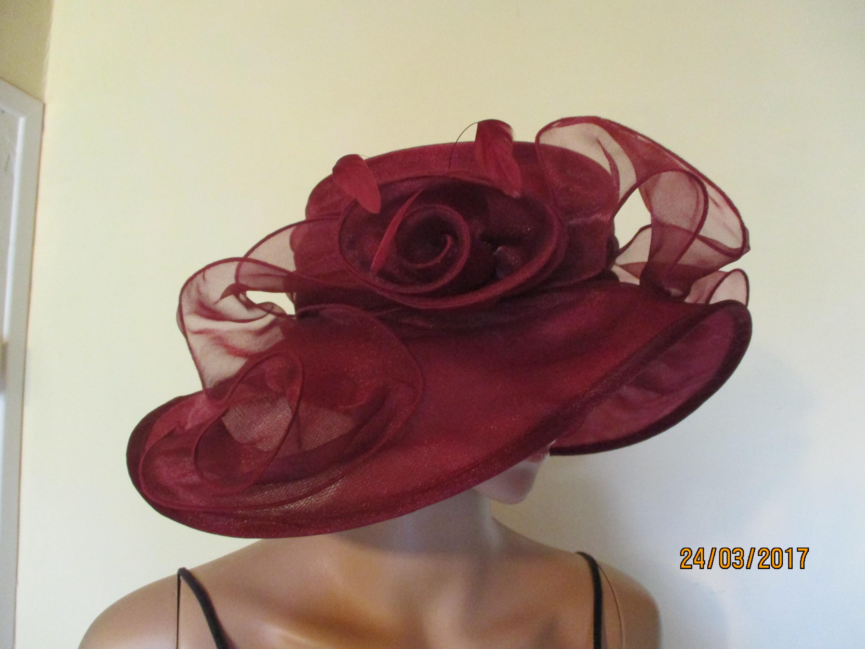 Vintage Burgundy Satin Turban Hat Rose Detail Statement Church Derby Paula Singleton (@whatagreathat) · Fairlawn, OH main image 3