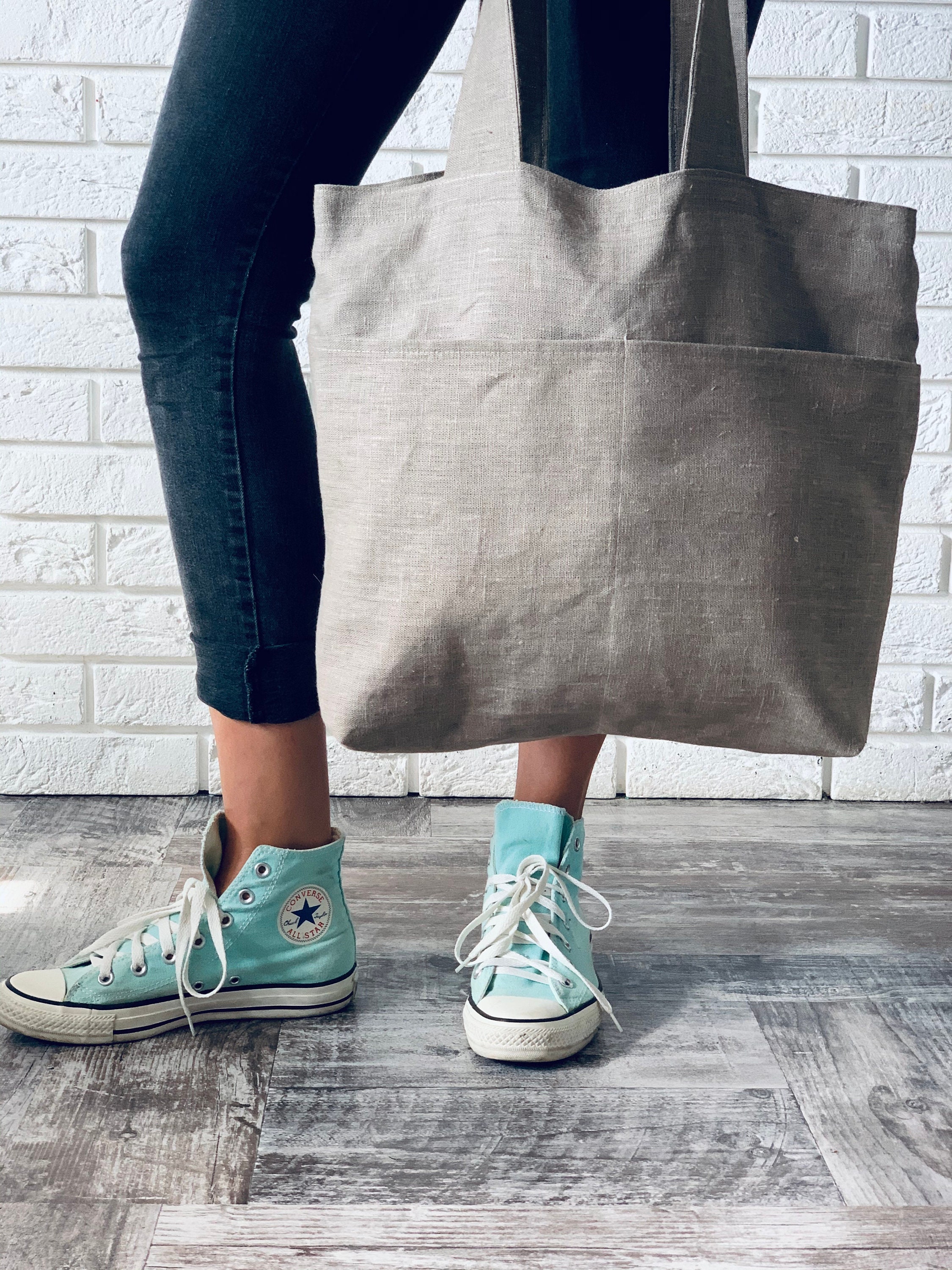 Shopping linen tote bag reversible tote bag ecofriendly Etsy