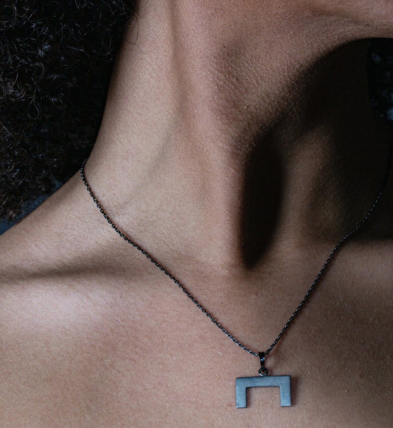 Bridesmaid Horse Shoe Silver Necklace Minimalist Jewelry Geometric Charms Open Square Necklace,Simple Necklace,Delicate Layered Necklace