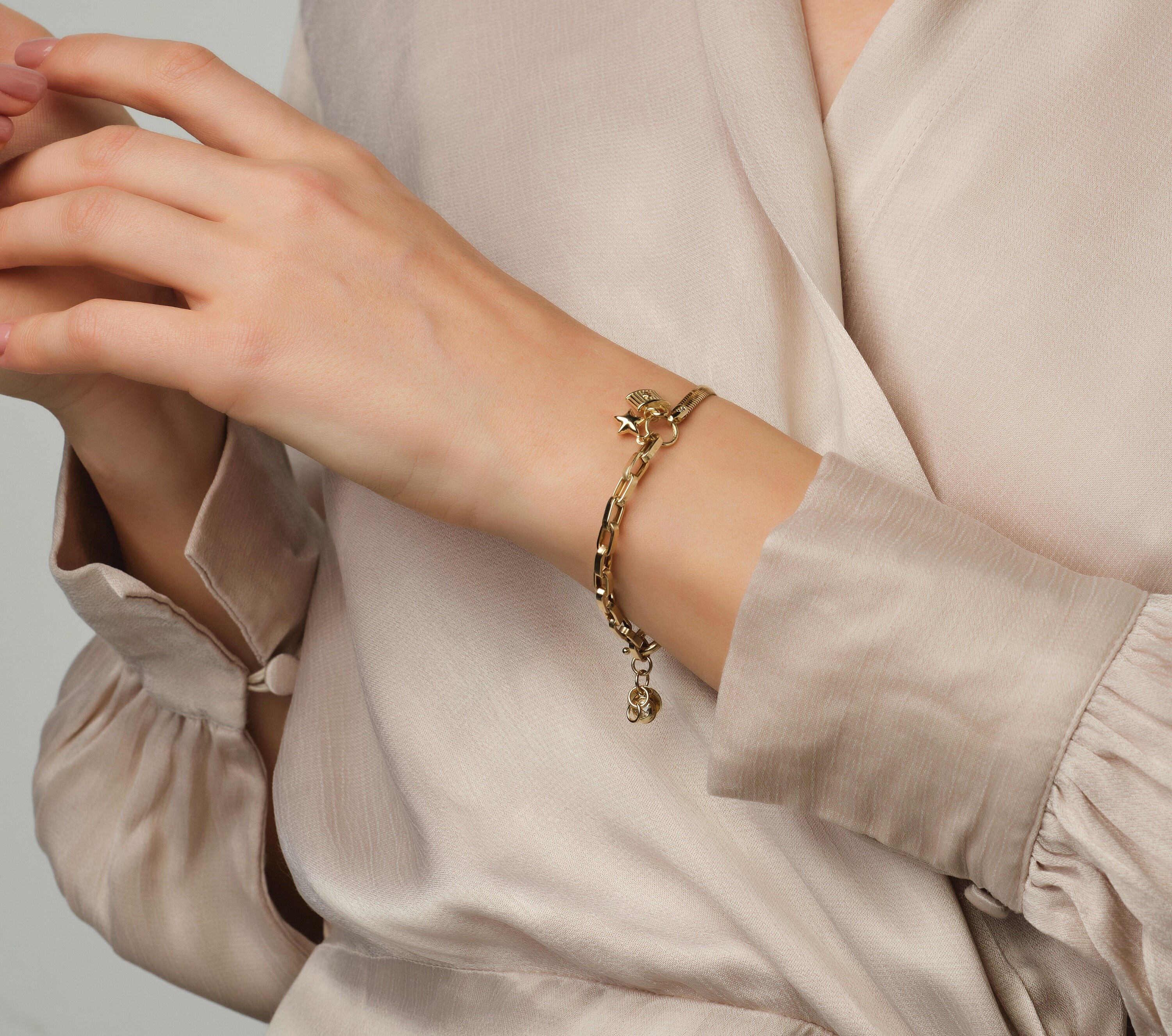 Gold Herringbone Bracelet, 14K Solid Gold Chain Bracelet, Gold