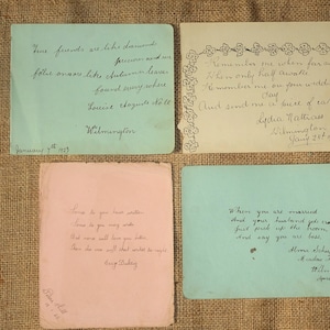 Antiguo 1923 Verso escrito a mano - varias páginas individuales del libro de autógrafos