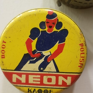 Vintage Tin Neon Brand Shoe Polish Box