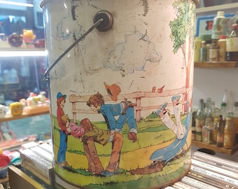 Vintage Tin Washing Powder Bucket